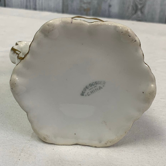 Vintage 1929 Pope-Gosser Sepia Gold Trimmed China Creamer Pitcher w Crack - Picture 6 of 6